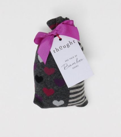 Calzini in bamboo Righe e cuori in a Bag - Thought