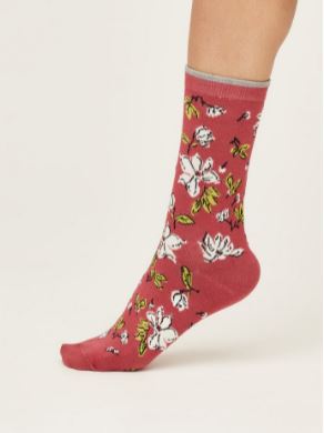 Calzini donna Sketchy floral Blush Pink in bamboo