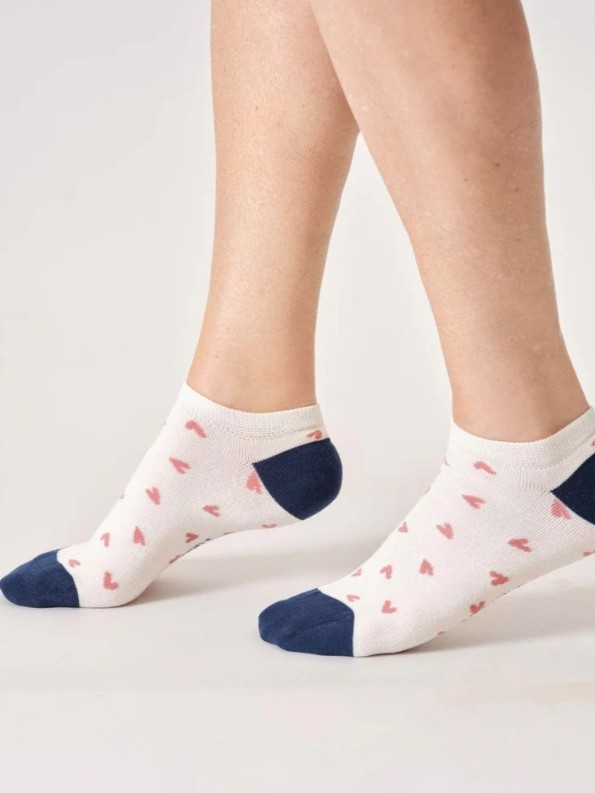 Calzini colorati Donna in bamboo corti Bianco cuori