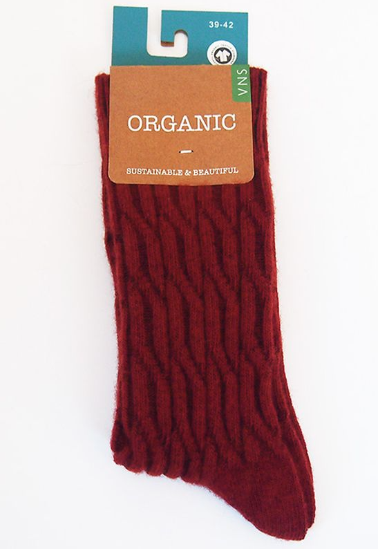 Calzini di lana donna Rosso ruggine jacquard Tinta unita