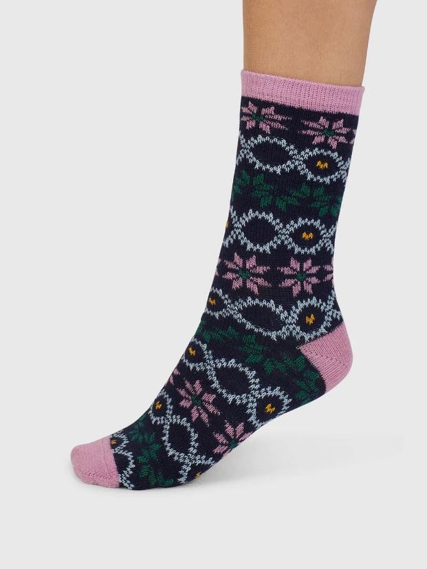 Calzini in lana stile norvegese Donna Eleni Blu navy
