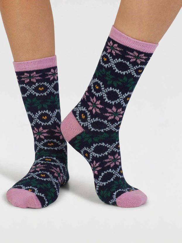 Calzini in lana stile norvegese Donna Eleni Blu navy
