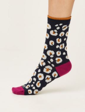 Calzini donna Leopardo Navy in bamboo