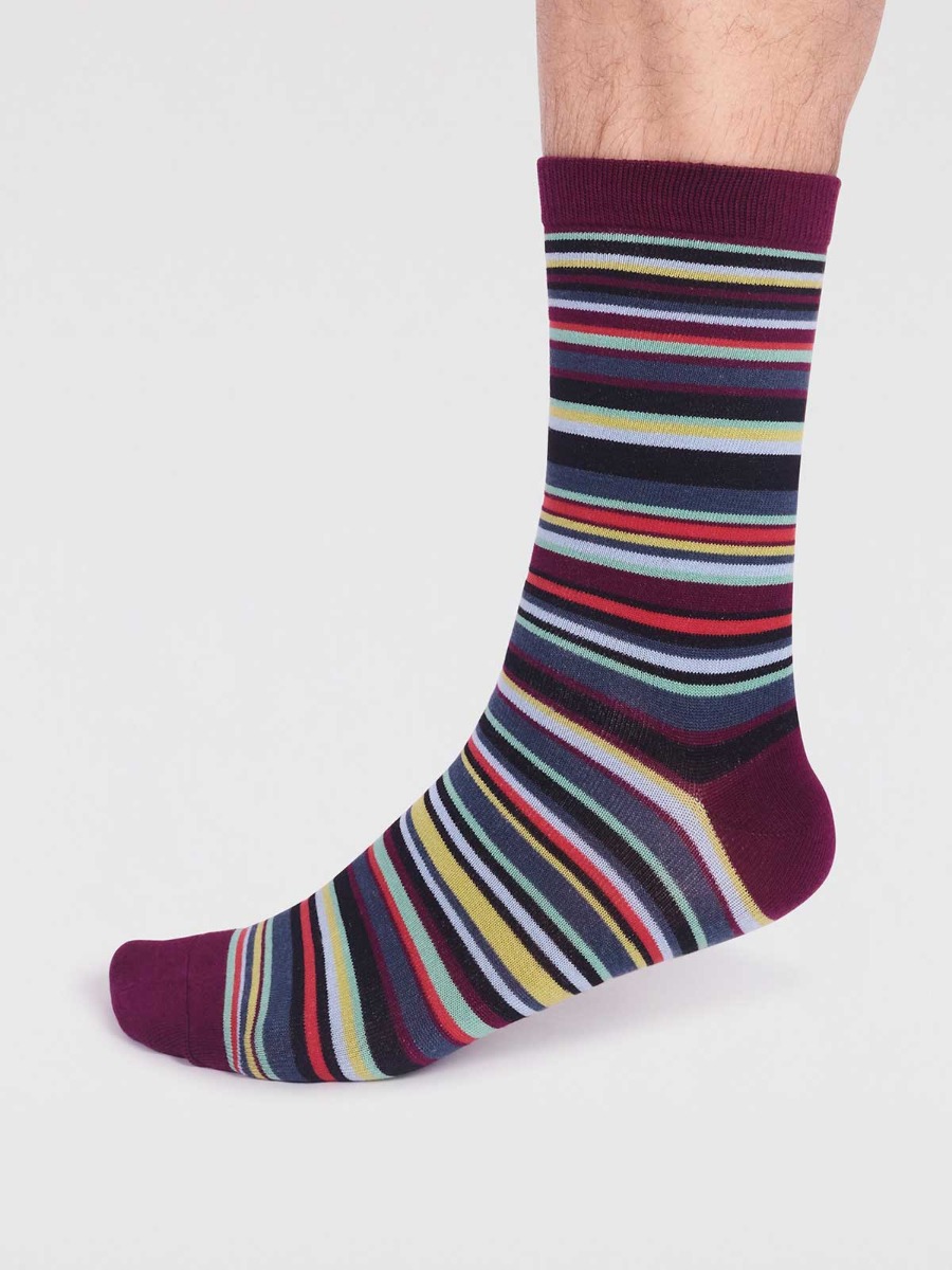 Calzini UOMO righe bordeaux Madas in bamboo