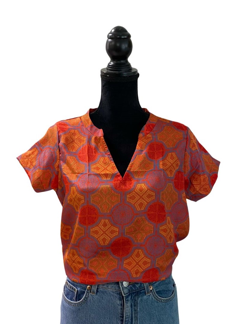 Camicetta donna elegante in Sari, manica corta