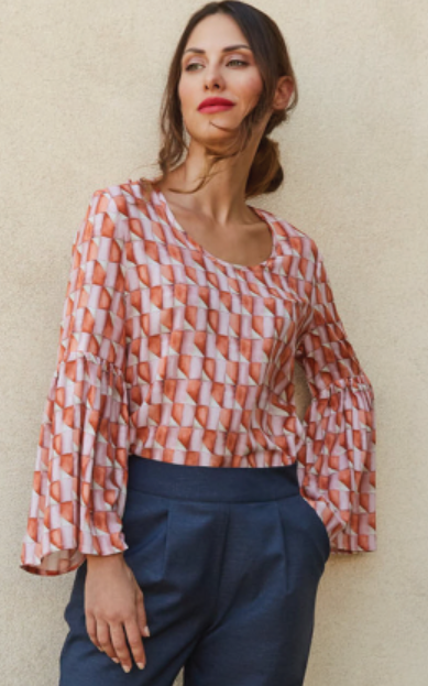 Camicia con maniche lunghe RAPALLO - fantasia Rosa arancio - Quid