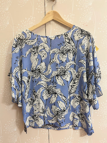 Blusa donna fantasia azzurro bianca Mimosa