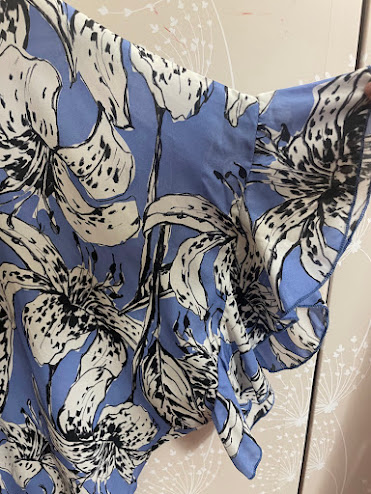 Blusa donna fantasia azzurro bianca Mimosa