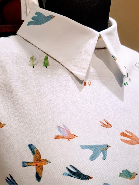 Camicia Corallo fantasia bianca uccellini - Quid