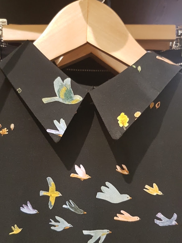 Camicia Corallo fantasia Nera uccellini - Quid