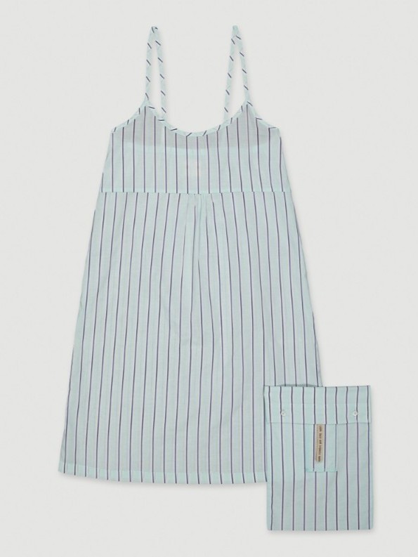 Camicia da notte donna cotone biologico Kamson Righe celeste