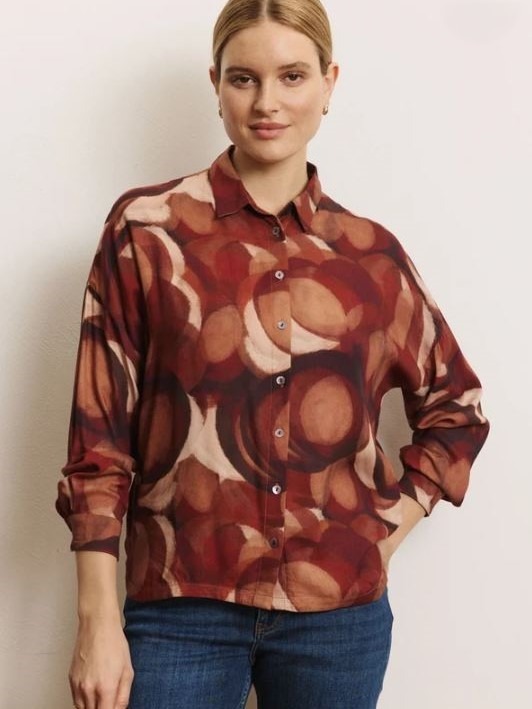 Camicia donna fantasia marrone Jolanda EcoVero