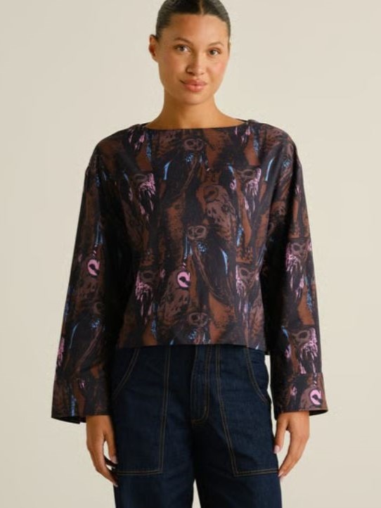 Camicia donna Udda marrone Owls EcoVero