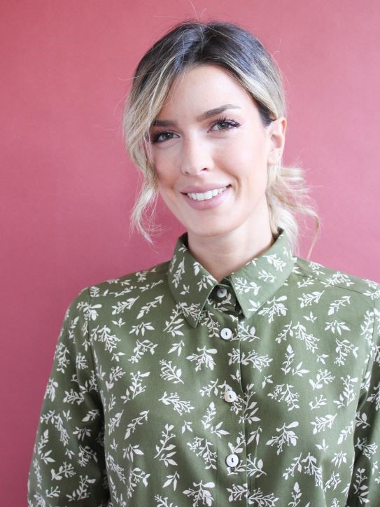 Camicia verde muschio fantasia in flanella di cotone Mila  - Trame