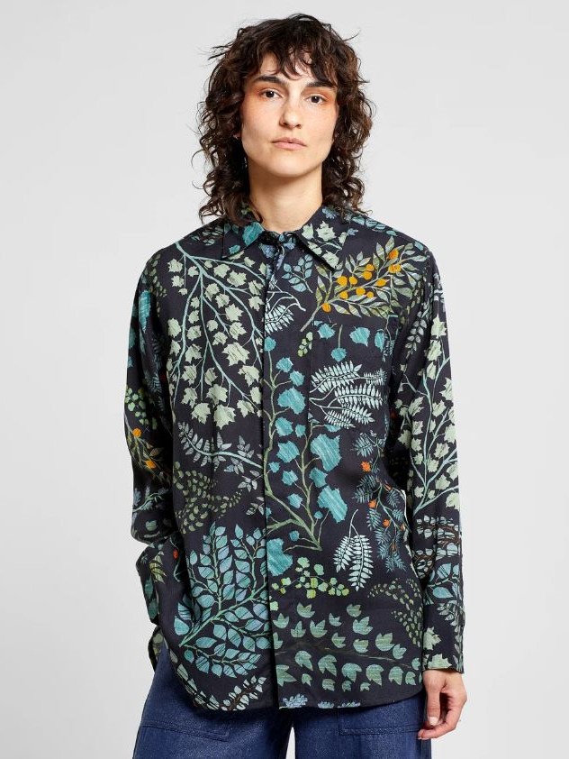 Camicia fantasia Botanical Kosta su nero Dedicated