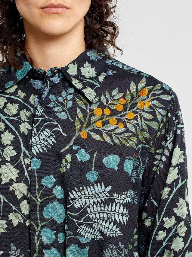 Camicia fantasia Botanical Kosta su nero Dedicated