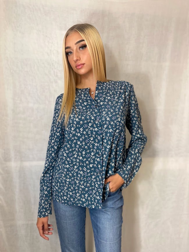 Camicia in viscosa Frida fantasia blu Quid per OnEarth