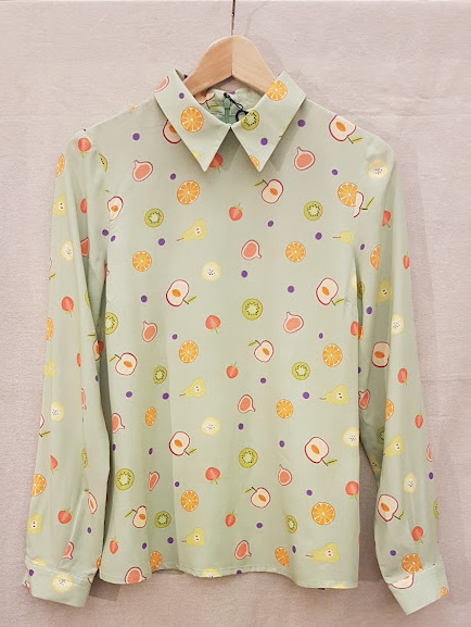 Camicia chiusa Wanita verde chiaro Frutta
