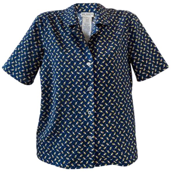 Camicia in cotone maniche corte ZALINA Blu fantasia