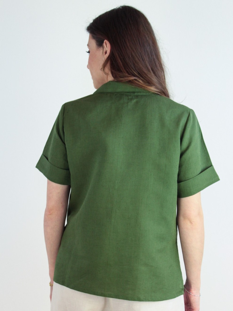 Camicia donna in lino Damiana Verde foresta