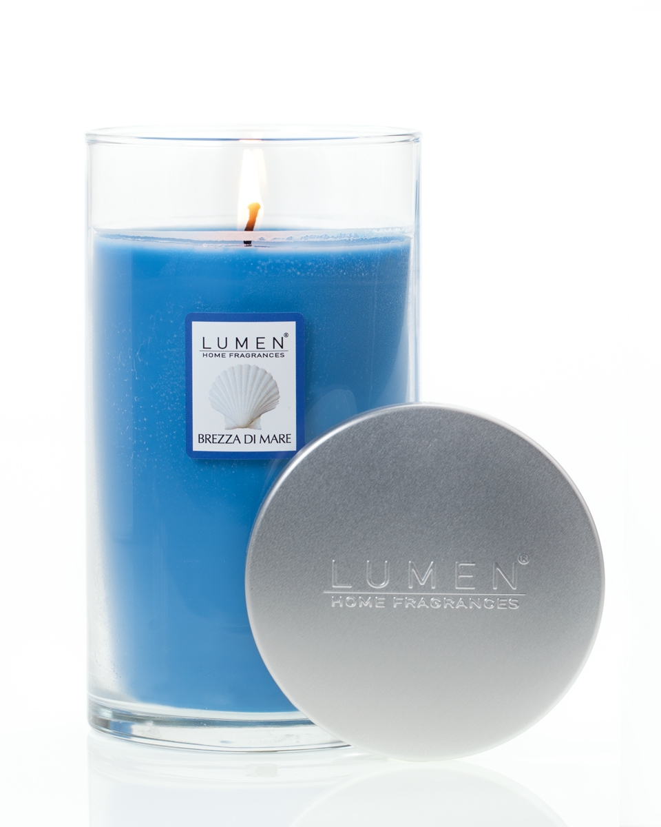Candela vegetale profumanta fragranza BREZZA MARINA in vaso di vetro 600ml - LUMEN