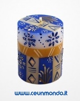Candela decorata dipinta a mano Durra cm 6x7 h