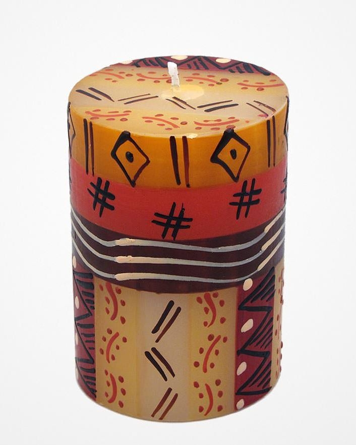 Candela colorata decorata a mano Liztoni cm 7x10h - Nobunto