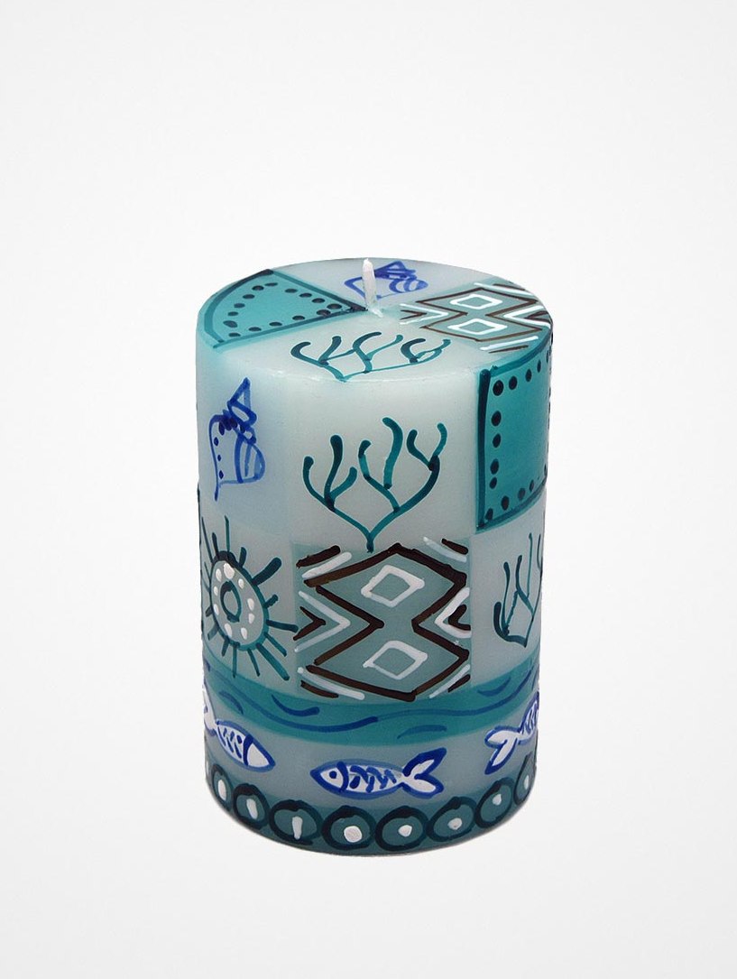 Candela dipinta a mano Samaki 7x11,5