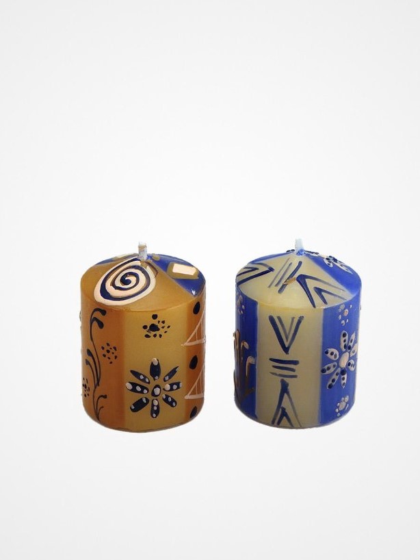 Candela decorativa dipinta a mano Durra misura 4x5cm