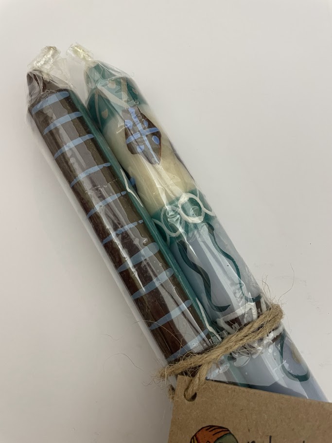 Candele dipinte a mano a stelo 23cm - set da 2 Makini