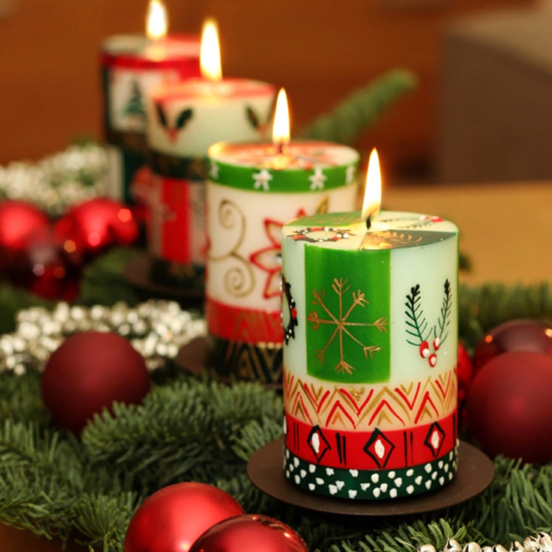 Candele decorazione natalizia per l'avvento Ukhisimusi cm 5x7 h x 4 pezzi - Nobunto