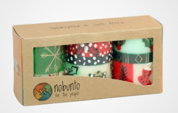 Candela decorazione natalizia Ukhisimusi cm 5x7 h x 3 pezzi in scatola- Nobunto