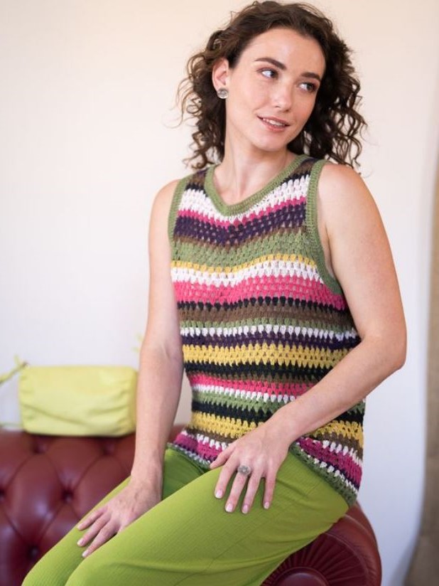 Canotta in cotone a uncinetto CROCHET multicolore - On Earth