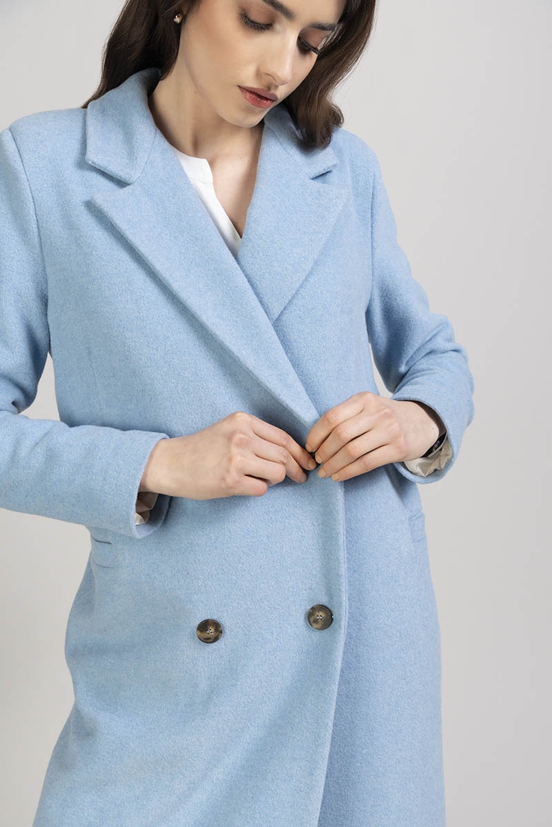 Cappotto doppiopetto classico Acerola in Azzurro - Quid