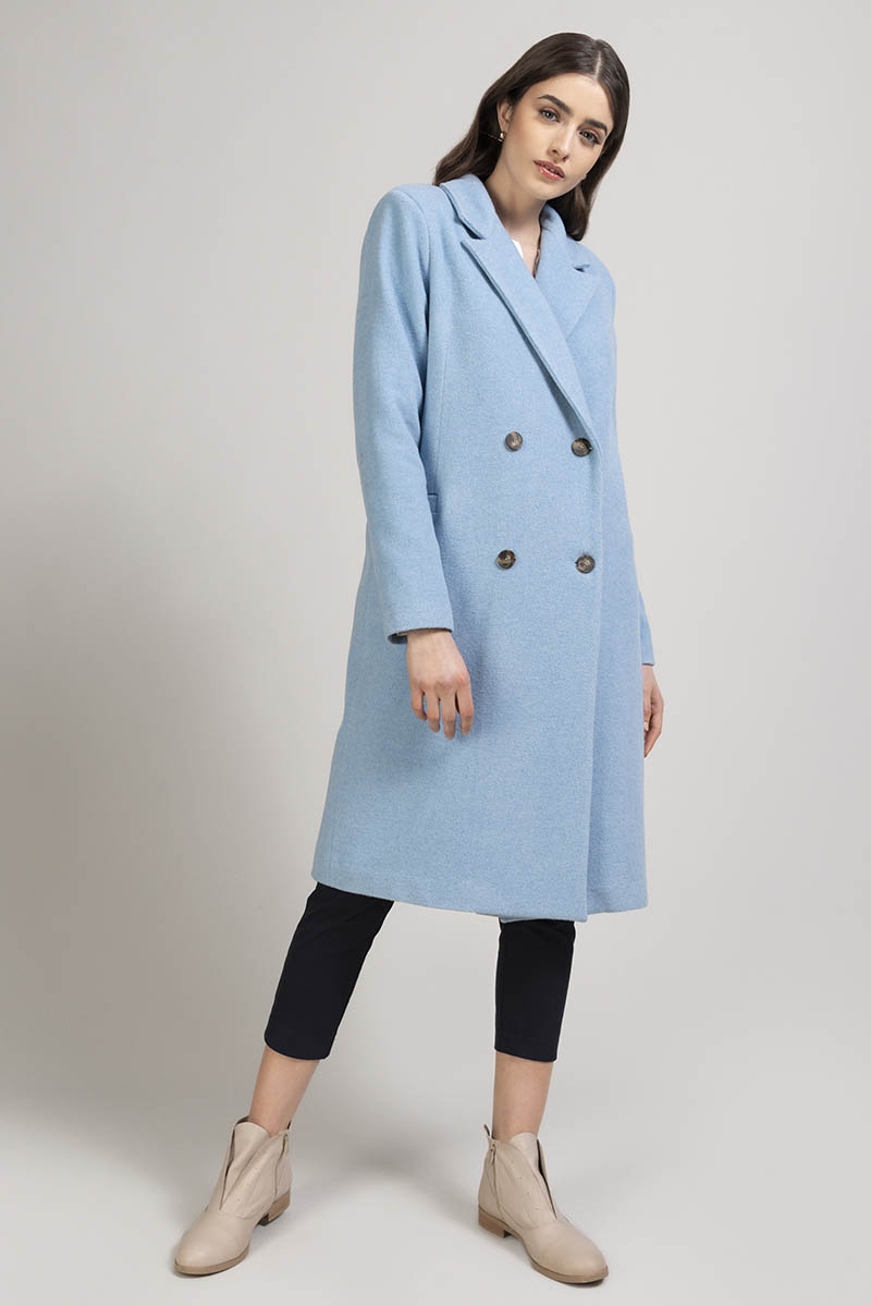 Cappotto doppiopetto classico Acerola in Azzurro - Quid