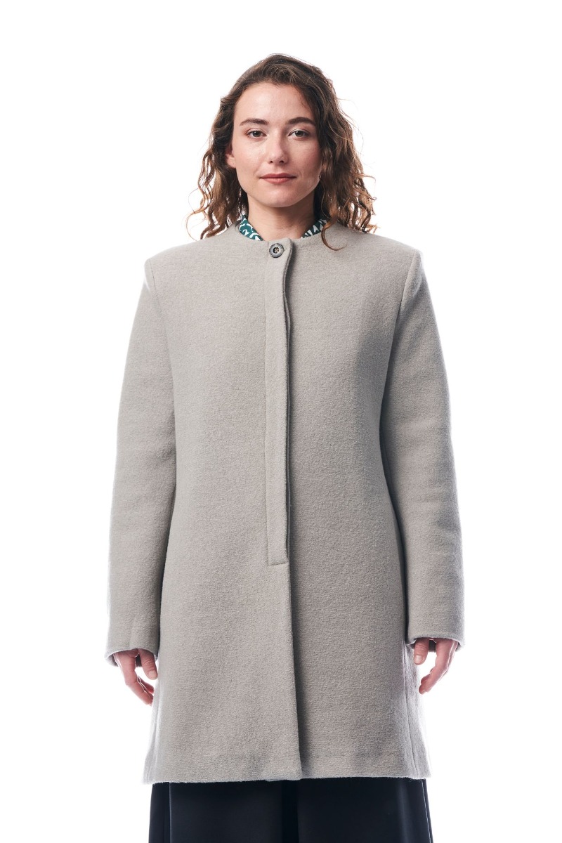 Cappotto in lana elegante in Grigio avorio Betulla - Quid per OnEarth