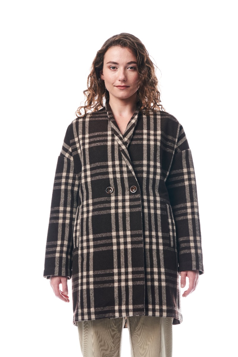Cappotto in lana scozzese marrone avorio - Quid per OnEarth 