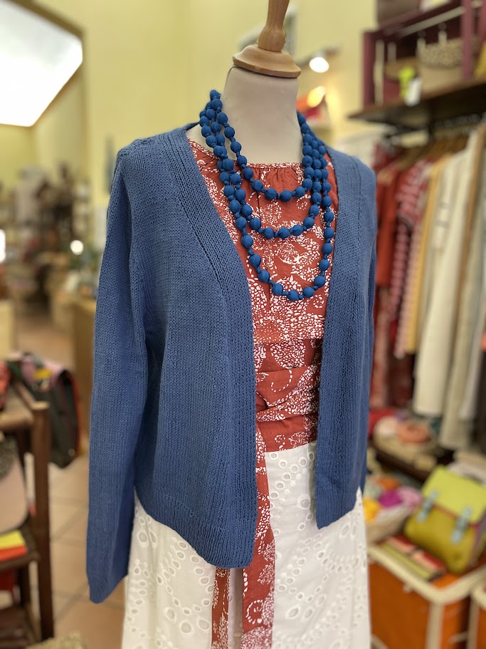 Cardigan in cotone a maglia Summer Blu - On Earth