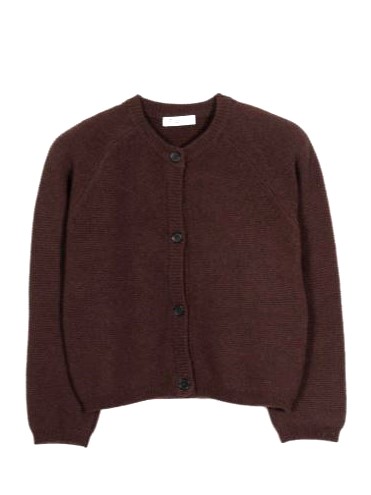 Cardigan corto in cashmere rigenerato Mafalda Marrone - Rifò