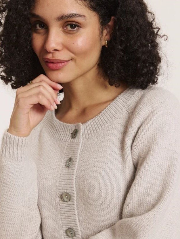 Cardigan donna in alpaca e cotone Astrid Ghiaccio