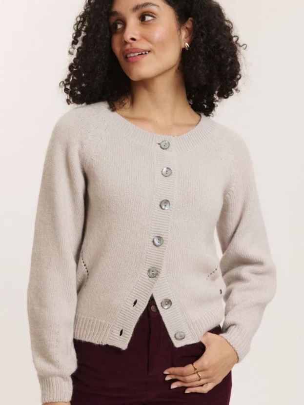 Cardigan donna in alpaca e cotone Astrid Ghiaccio