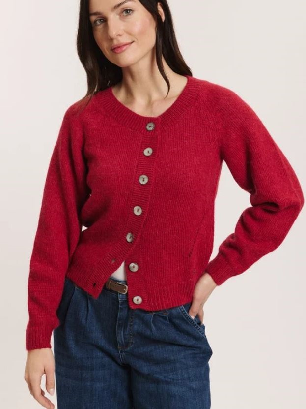 Cardigan donna in alpaca e cotone Astrid Rosso