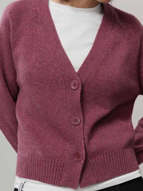 Cardigan corto in cashmere rigenerato Tosca Marsala - Rifò