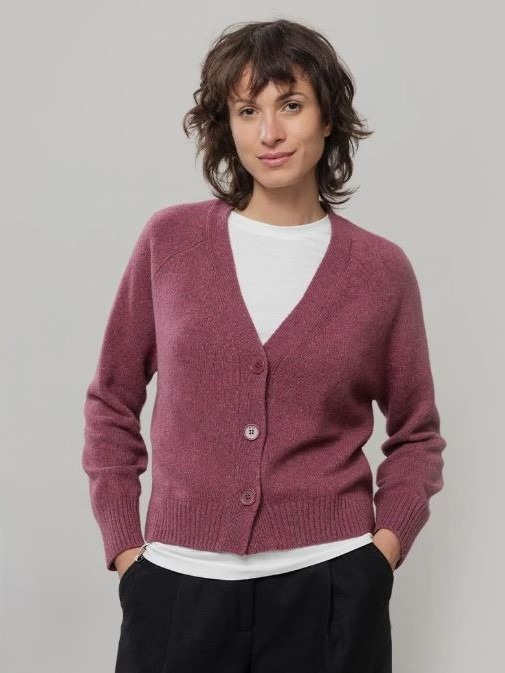 Cardigan corto in cashmere rigenerato Tosca Marsala - Rifò