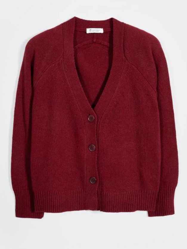 Cardigan corto in cashmere rigenerato Tosca bordeaux - Rifò