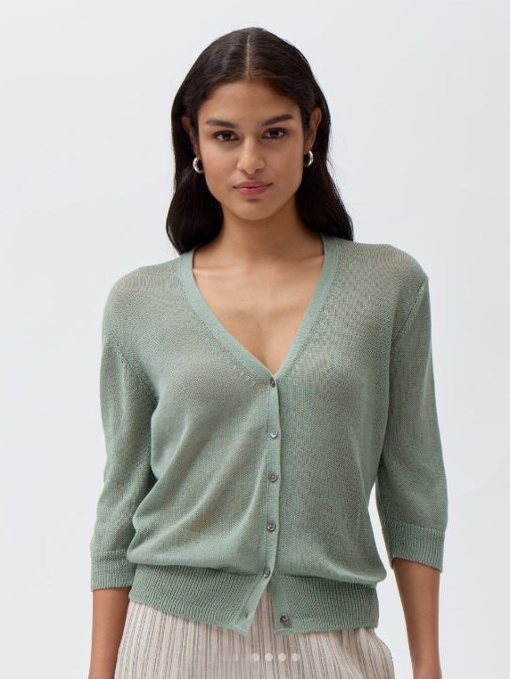 Cardigan donna in cotone leggero Verde salvia