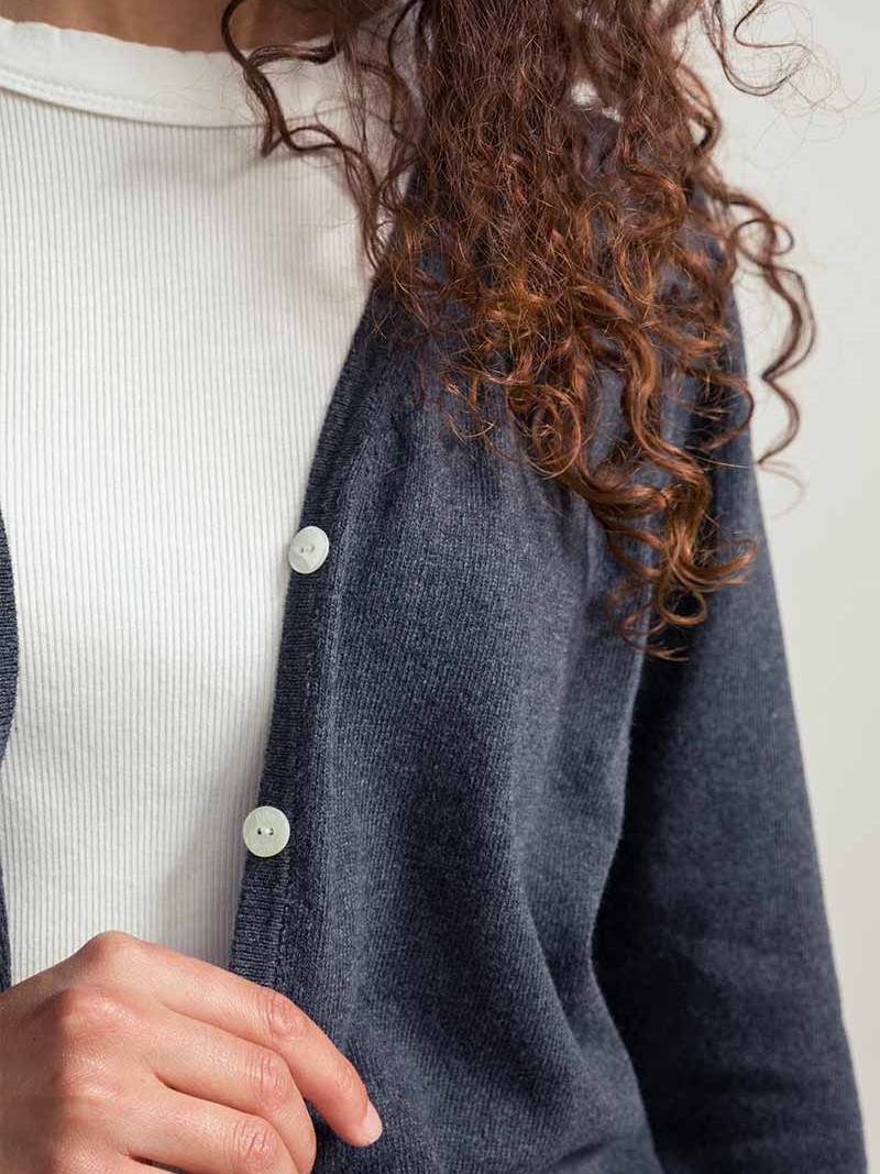 Cardigan donna in cotone rigenerato Lucia Grigio Scuro, Rifò