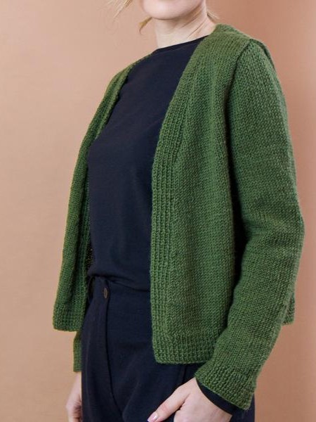 Cardigan donna in lana fatto a mano Agata Verde, On Earth