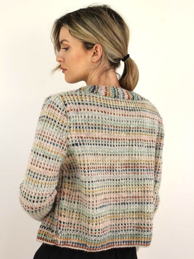 Cardigan in lana Multicolore fatto a mano Agata - On Earth