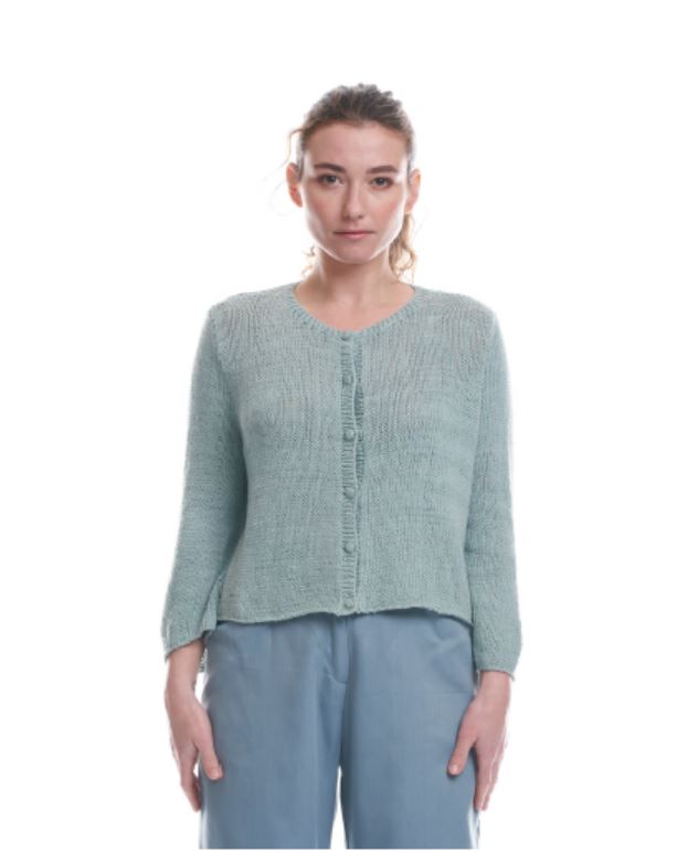Cardigan in filo di cotone SALICE Acqua - On Earth